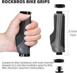 ROCKBROS Bike Grips Bike Handle Grips Double Aluminum Clamp Lock on Grips Bicycle Handlebar Grips for MTB BMX Mountain Bike Handle Bar Ends