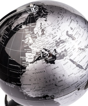 Exerz 30Cm World Globe with a Metal Base – Educational/Geographic/Modern Desktop Decoration – Metallic Black (30Cm Diameter)