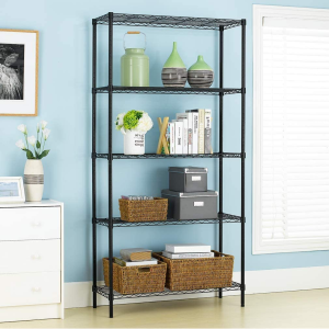 HOMIEST 5-Tier Classic Wire Storage Rack Organizer Kitchen Shelving Unit, Black