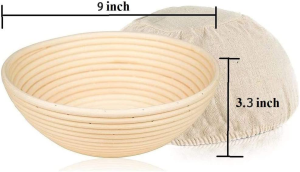 Bread Proofing Basket Set of 2 round and Oval, Banneton Proofing Basket + Danish Dough Whisk + Bread Scoring Lame + Stainless Steel Dough Scraper + Flexible Scraper, Sourdough Tools Kit, Baking Gifts