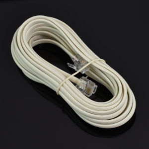 RJ11 6P4C Modular Telephone Extension Cable Phone Cord Line Wire (50 Feet, White)