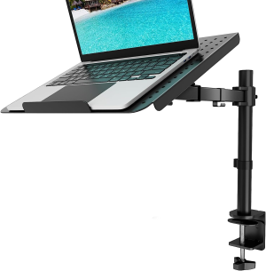 WALI Laptop Tray Desk Mount for 1 Laptop Notebook up to 17 Inch, Fully Adjustable, 22 Lbs Capacity with Vented Cooling Platform Stand (M00Lp)