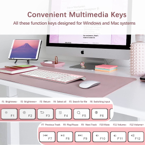 Wireless Keyboard Bluetooth, Bluetooth Keyboard with Number Pad, J JOYACCESS Dual Mode Slim Keyboard Connects up to 3 Devices for Imac/Mac,Macbook, Ipad,Laptop,Android,Windows-Pink