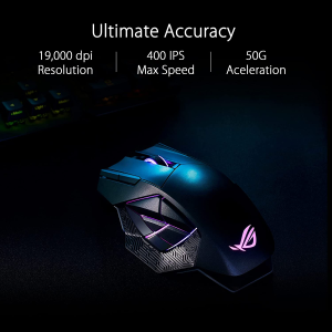 ASUS ROG Spatha X Wireless FPS MMO Gaming Mouse – Magnetic Charging Stand, ROG Push-Fit Swappable Switches, 12 Programmable Buttons, ROG Paracord, Aura Sync RGB Lighting