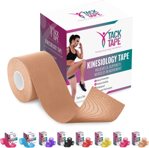 TACK TAPE Kinesiology Sports Tape with Gym Bag – Water & Sweat Resistant Therapeutic Tape for Performance Fitness Athletes, Protect & Assist Motion, Injury Recovery – Ebook Included (Large Box (3 Rolls), Purple)