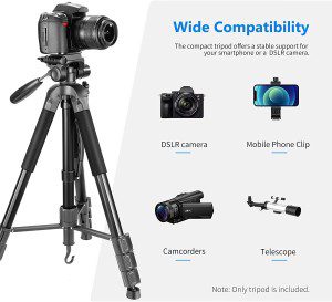 Neewer Portable Aluminum Alloy Camera 2-In-1 Tripod Monopod Max. 70″/177 Cm with 3-Way Swivel Pan Head and Carrying Bag for DSLR,DV Video Camcorder