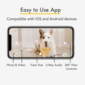 Furbo 360° Dog Camera: Rotating 360° View Wide-Angle Pet Camera with Treat Tossing, Color Night Vision, 1080P HD Pan, 2-Way Audio, Barking Alerts, Wifi, Designed for Dogs