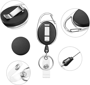 Weyeena Retractable Badge Holder with Carabiner Reel Clip and Key Ring for ID Card Key Keychain Holders Black 10 Pieces