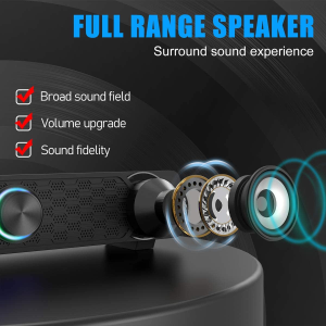 Computer Speakers,Smalody PC Speaker Mini Led Soundbar Cool Design Perfect for Monitor Gaming Laptop Desktop Notebook