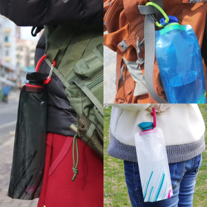 Maxin Foldable Water Bottle Set of 3, BPA Free Durable Foldable Flexible Water Bottle with Carabiner for Hiking,Adventures, Traveling, 500ML.