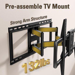 Mounting Dream Premium Full Motion TV Wall Mount Bracket Fits 16, 18, 24 Inch Wood Stud Spacing, TV Mount with Articulating Arm for 42-90 Inch LED, LCD, Plasma TV up to VESA 600X400Mm, 132 Lbs