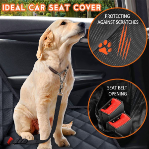 Upgraded Dog Car Seat Cover for Pets, 100% Waterproof Pet Dog Seat Cover Nonslip Bench Seat Covers Armrest Compatible for Back Seat Universal Size for Cars, Pickup Trucks, Suvs (2 Pet Seat Belts Gift)