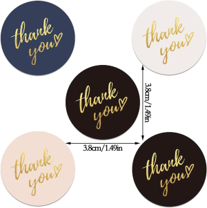 Thank You Stickers Labels, Betterjonny 500 Pieces 4 Colors Thank You Stickers Roll Thank You Sticker for Envelopes,Packing Bags,Gift Bags