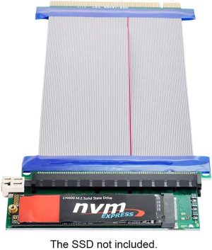 Xiwai NGFF M-Key NVME AHCI SSD to PCI-E 3.0 16X X16 Vertical Adapter with Cable Male to Female Extension