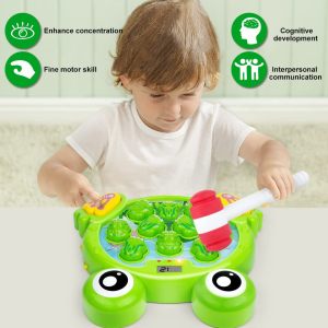 Interactive Whack a Frog Game, Learning, Active, Early Developmental Toy, Fun 2, 3, 4, 5, 6, 7, 8 Years Old Kids, Toddlers, Boys, Girls,2 Hammers Included