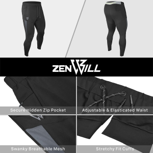 ZENWILL Men’S Lightweight Gym Track Pants,Mens Casual Athletic Workout Joggers Sweatpants with Zip Pockets