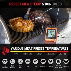 Thermopro Wireless Meat Thermometer of 650FT, Bluetooth Meat Thermometer for Smoker Oven, Grill Thermometer with Dual Probes, Smart Rechargeable BBQ Thermometer for Cooking Turkey Fish Beef