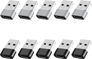 USB to USB C Adapter 10 Pack,Usb a to USB C,USB C Adapter,Usb C to USB Adapter,Usb to USB C,USB Adapter Charger Converter Adapter for Iphone 14/13 Pro,Macbook Pro,Samsung Galaxy,Laptop,Pc(Aluminum)