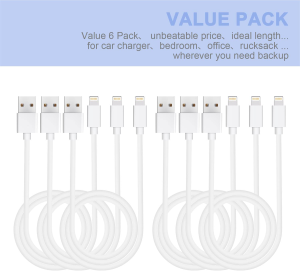 Sundix Iphone Charger Cable, 6Pack 3FT/1M USB Charging Cord Compatible with Iphone 13/13Promax/13Mini/12/12Pro/12Promax/11/11Pro/11Pro MAX/XS/XS Max/Xr/X/8/8Plus