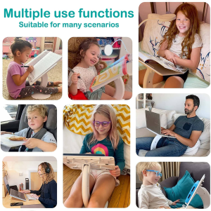 Kids Lap Desk Portable Adjustable Book Holder Laptop Stand for Bed Seat Sofa Floor, Notebook Reading Foldable Tray Car Table Classroom Furniture for Kid Adults