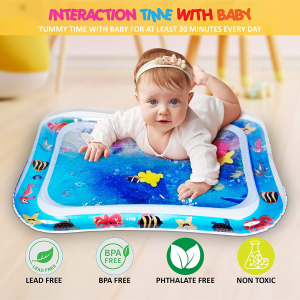 MABIZ Tummy Time Water Play Mat Inflatable Tummy Time Mat, Tummy Time Toys for Infants, Baby Toys 3-24 Months, Newborns Baby Gifts, Sensory Mat for Stimulation Growth, Physical and Visual Development (26″X20″) Bpa-Free Water Mat