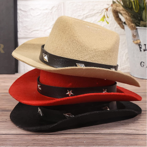 AWOCAN Pet Dog Costume Cowboy Hat Cosplay Cap Puppy Pet Dog Cat Holiday Pet Party Decoration (RED)