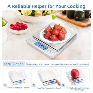 T Tersely Digital Kitchen Scale 500G/ 0.01G, USB Rechargable Pro Cooking Scale Digital Scales with Back-Lit LCD Display Accuracy Pocket Food Scale Stainless Steel Auto off Tare PCS Function