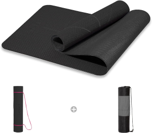 HERUI Yoga Mat Alignment Lines Anti-Slip Exercise Mat with Carrying Bag Fitness Mat for Pilates 72″L X 24″W X 0.24” Thickness for Woman Man Beginners