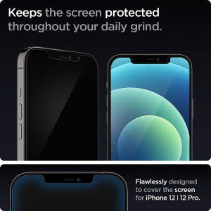 SPIGEN EZ Fit Glas.Tr Slim Screen Protector Designed for Apple Iphone 12/12 Pro (2020) [6.1-Inch] 9H Tempered Glass [2-Pack] – Clear