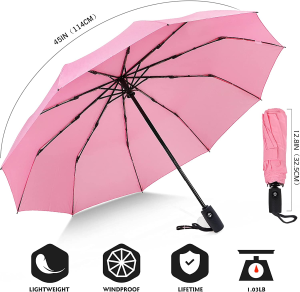 ZOMAKE Compact Travel Umbrella Windproof – Lightweight Folding Umbrella Automatic Open Close …