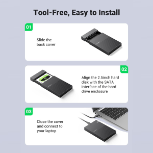 UGREEN 2.5 Hard Drive Enclosure External USB C 3.1 to SATA III Tool Free SSD & HDD Case for 9.5/7Mm Hard Disk, UASP Supported, Compatible with WD Seagate Hitachi, Driver Free for Windows Linux Mac OS