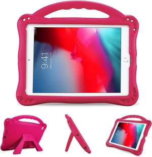 Procase Kid Case for Ipad 9.7 (Old Model) 6Th 5Th 2017 2018/ Ipad Air 2 Air 1/ Ipad Pro 9.7 2016 for Boys Girls, Shockproof Lightweight Rugged Cover Full Protective Case with Handle Kickstand -Magenta