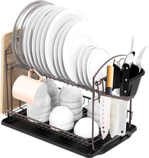 Simplehouseware Dish Drying Rack with Drainboard, Chrome