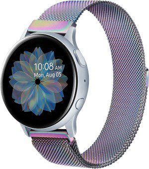 20Mm Bands Compatible with Samsung Galaxy Watch 3 41Mm / Active 2 (44Mm/40Mm) / Active/Galaxy Watch 42Mm Band, 20Mm Adjustable Stainless Steel Mesh Loop Replacement Wristband Strap (Colorful #20Mm)