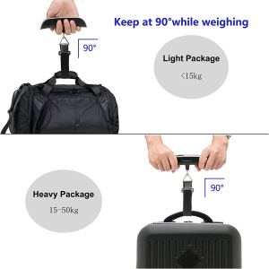 Digital Luggage Scale, Handheld Suitcase Scale with Backlit LCD Display, 110 Lbs/50Kg Portable Baggage Weighing Scale with Temperature Sensor for Travelers