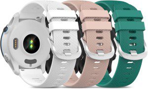 (3 Pack)T Tersely Band for Garmin Venu 2 Plus/Venu Sq/Venu/Vivomove 3/Vivoactive 3/Forerunner 245/245 Music/645/645 Music/Vivomove Trend, 20Mm Silicone Cross Grain Sport Watch Bands Quick Release Straps for Garmin