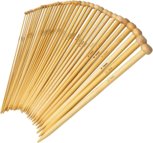 36PCS Bamboo Knitting Needles Single Pointed Carbonized Knitting Needles 18 Sizes 2.0Mm-10.0Mm Use for Handmade Creative DIY 9 Inches Length