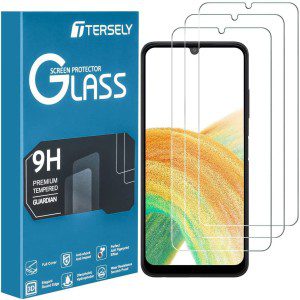 [3 Pack] T Tersely 9H Tempered Glass Screen Protector for Samsung Galaxy A33 5G/A22 4G (6.4 Inch), Support Fingerprint Unlock, Anti-Scratch Film Screen Protector for Samsung Galaxy A33 5G/A22 4G