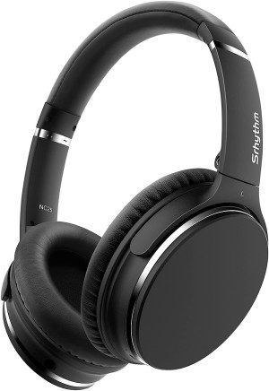 Srhythm NC25 Active Noise Cancelling Headphones, Wireless Headphones Bluetooth 5.3, Lightweight Stereo Headset Over-Ear with Low Latency, Protein Earpads, 50H Playtime