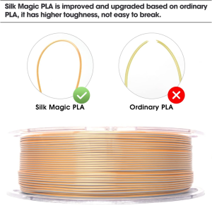 Esun Silk Magic PLA Filament 1.75Mm, Silky Bicolor 3D Printer Filament PLA, Dimensional Accuracy +/- 0.05Mm, 1KG Spool (2.2 LBS) 3D Printing Filament for 3D Printers, Silk Gold Silver