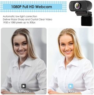 Webcam HD Jfmshop 1080P Web Camera, USB PC Computer Webcam with Microphone, Laptop Desktop Full HD Camera Video Webcam 110 Degree Widescreen, Pro Streaming Webcam for Recording, Calling, Conferencing, Gaming (D10)