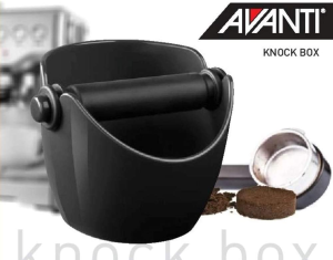 Avanti Compact Espresso Coffee Grounds Knock Box with Removable Knock Bar and Non-Slip Base Black