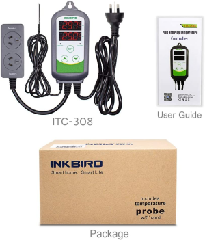 Inkbird ITC308 Digital Wired Temperature Controller AU Plug Dual Stage Heat Cool Controller for Beer Brewing Homebrew Aquaiurm Hatching Reptiles Greenhouse Freezer Fridge Sous Vide