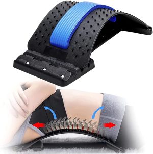 Techshining Back Stretcher for Pain Relief Back Cracker for Upper, Lower Back Support Spine Deck Stretching Device 4 Level (Blue)