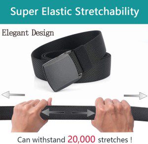 Belts for Men,Elastic Stretch Belt with YKK Plastic Buckle, Breathable Canvas Waist Belt for Work Outdoor Cycling Hiking, Adjustable for Pants Size below 46Inches[53″Long1.5″Wide]