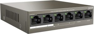 Tenda Poe Switch 6-Port 10/100Mbps (4 Poe+ & 2 Uplink Ports, 58 W for All Poe Ports, Qos, 250M Transmission Distance, 802.3At/Af, Desktop/Wall Mounting, Metal Case, Plug and Play) (TEF1106P-4-63W)