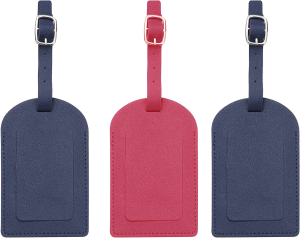 Yenghome 3 Pack Leather Luggage Tags for Bag, Suitcase and Box (Blue&Red)