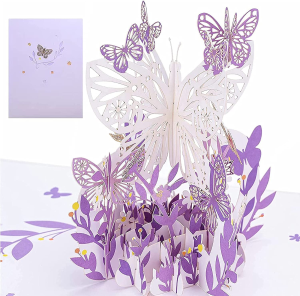 Butterfly Flower 3D Pop up Greeting Card, for Her, Mum, Wife, Lovers, Valentines, Birthday, Anniversary, Christmas, Flower Bouquet,Wedding Gift (Butterfly)