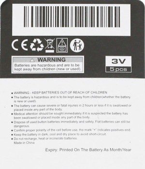 Warriors 2025 CR2025 Coin Button Cell 3V 3 Volt Lithium Batteries 5X Retail Pack Compliant with Coin Battery Safety Standards 2020