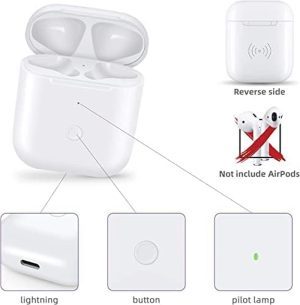 SIKENAI Wireless Charging Case Replacement Box for Airpods 1 2 Charging Case Compatible with Airpods 1/2 with Bluetooth Pairing Sync Button(No Earbuds) White